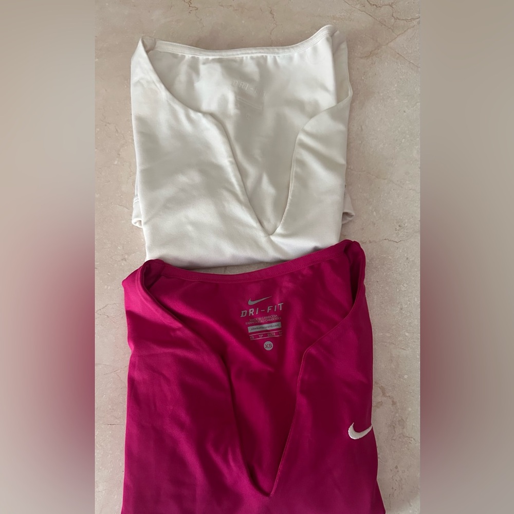 Nike Dri-FIT Fuchsia and White Sports Bra